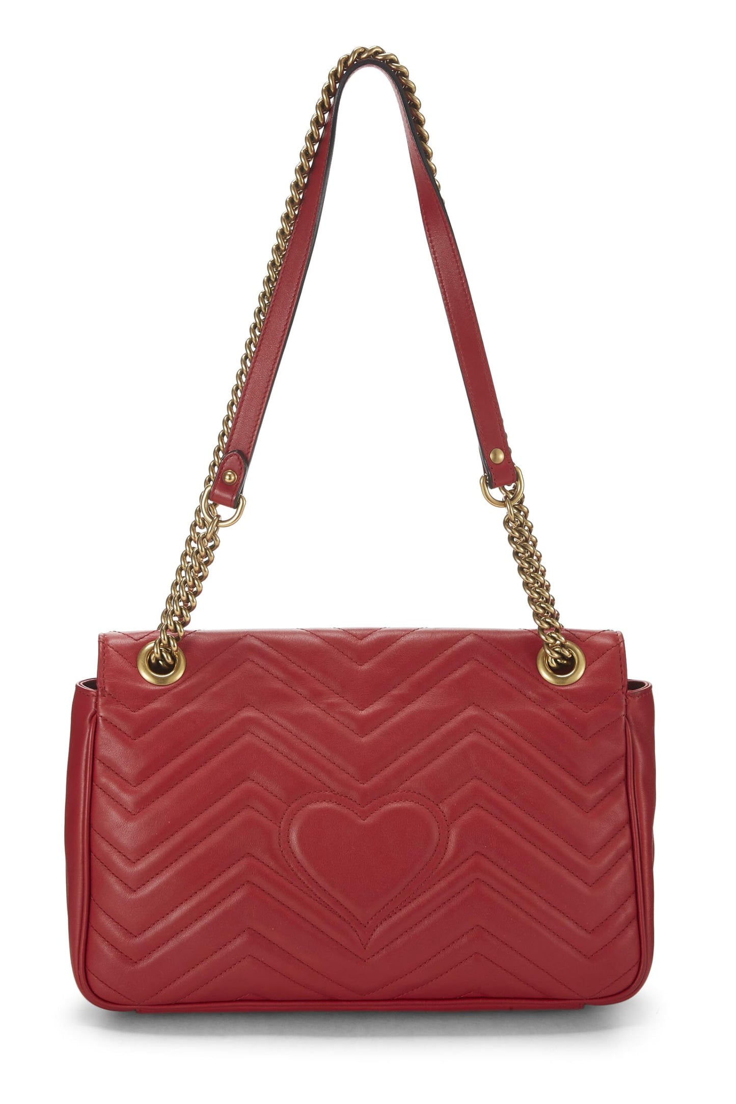 Gucci, Red Leather GG Marmont Matelassé Shoulder Bag, Red