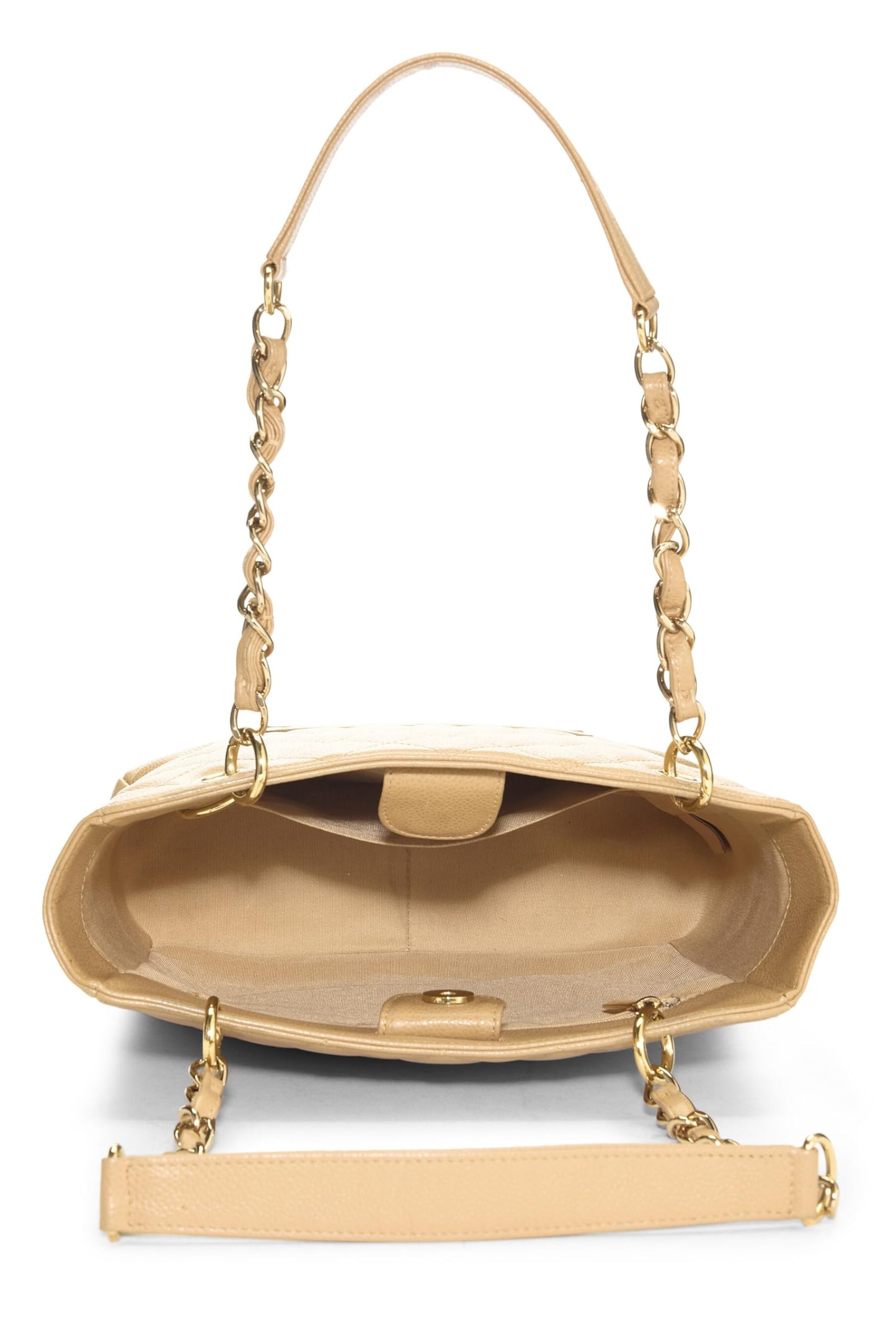 Chanel,  Beige Quilted Caviar Petite Shopping Tote (PST), Beige