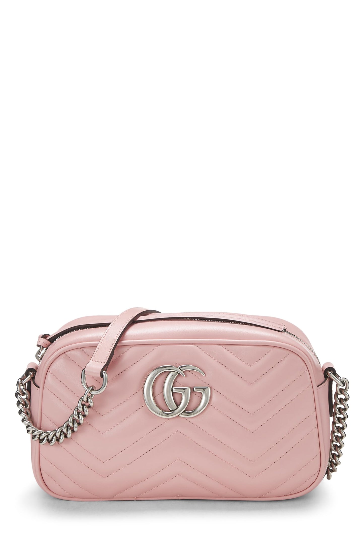 Gucci, Pink Leather GG Marmont Crossbody Bag Small, Pink