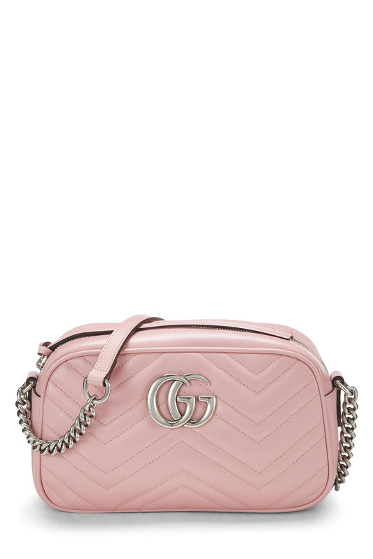 Gucci, Pink Leather GG Marmont Crossbody Bag Small, Pink