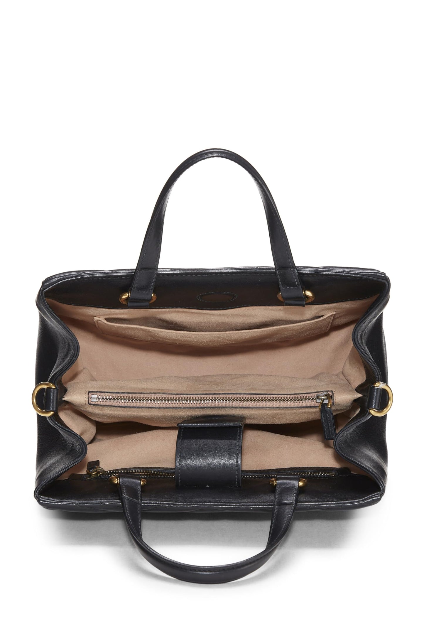 Gucci, Black Leather GG Marmont Top Handle Bag Small, Black