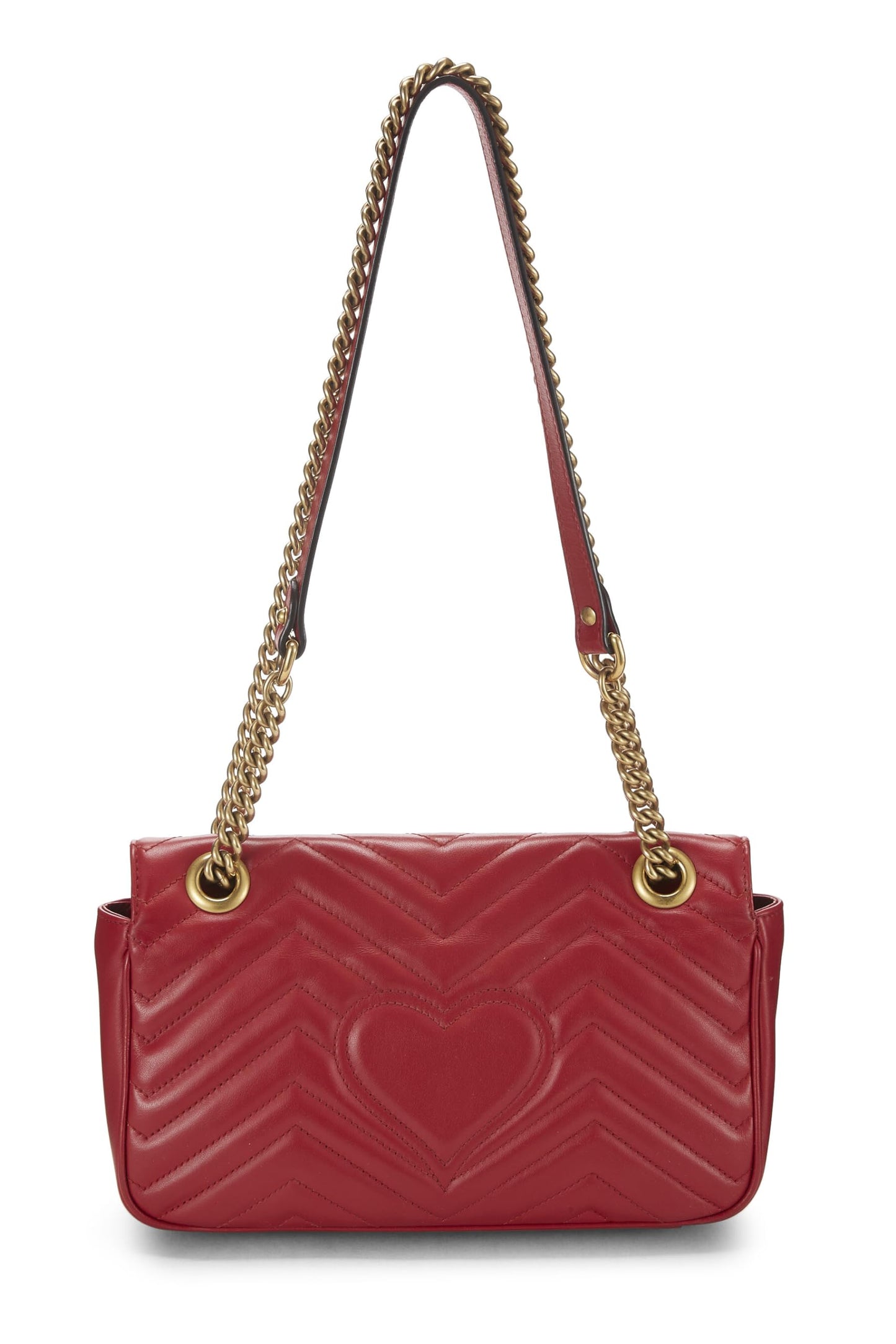 Gucci, Red Leather GG Marmont Shoulder Bag Small, Red