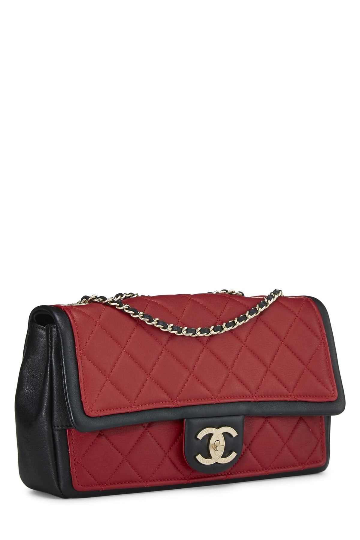Chanel,  Red & Black Quilted Lambskin Graphic Flap Medium, Multi
