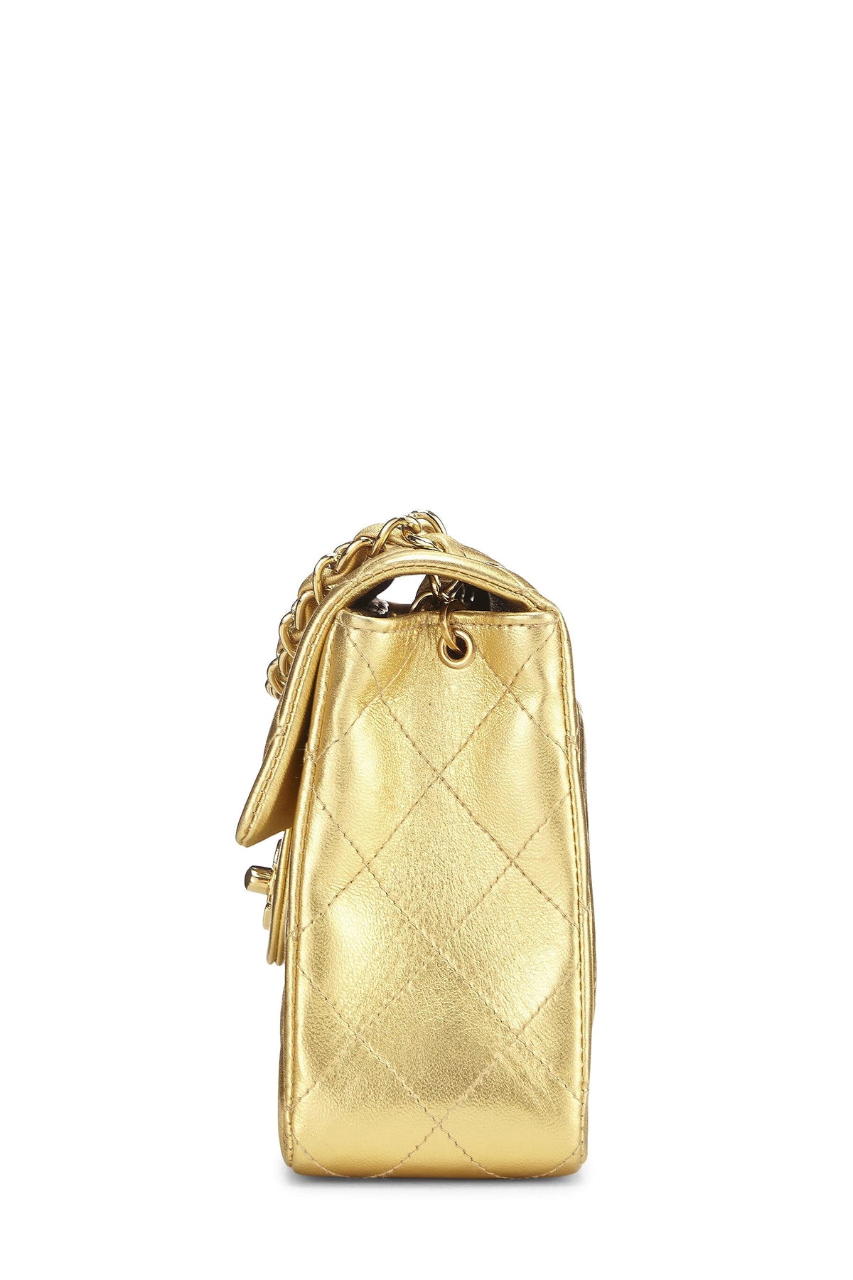 Chanel,  Gold Quilted Lambskin Square Flap Bag, Gold