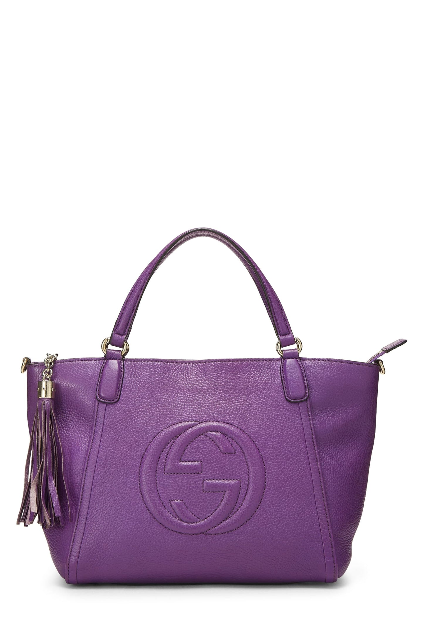 Gucci, Purple Grained Leather Soho Top Handle Bag, Purple