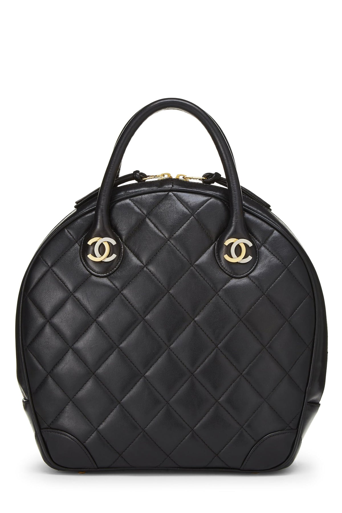 Chanel,  Black Quilted Lambskin Paris Limited Bowler Small, Black