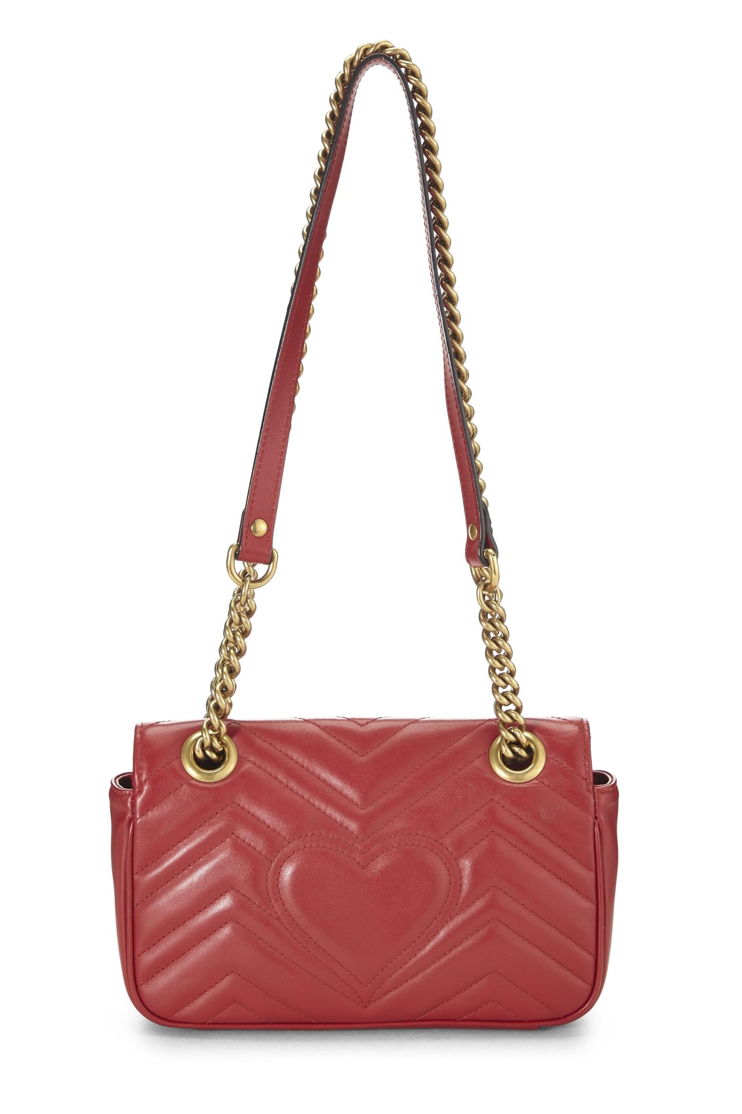 Gucci, Red Leather GG Marmont Shoulder Bag Small, Red