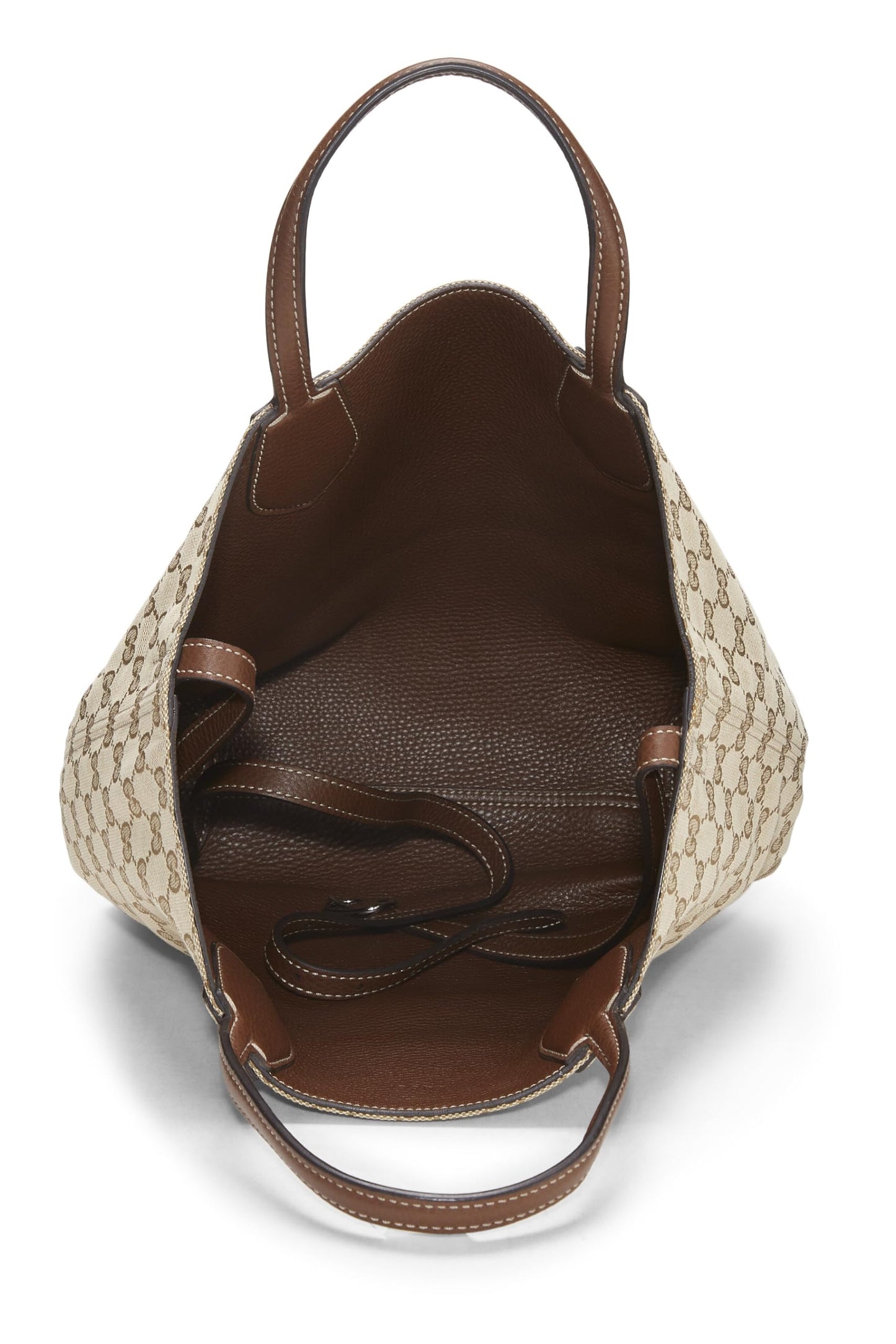 Gucci, Original GG Canvas & Brown Leather Reversible Tote Small, Brown