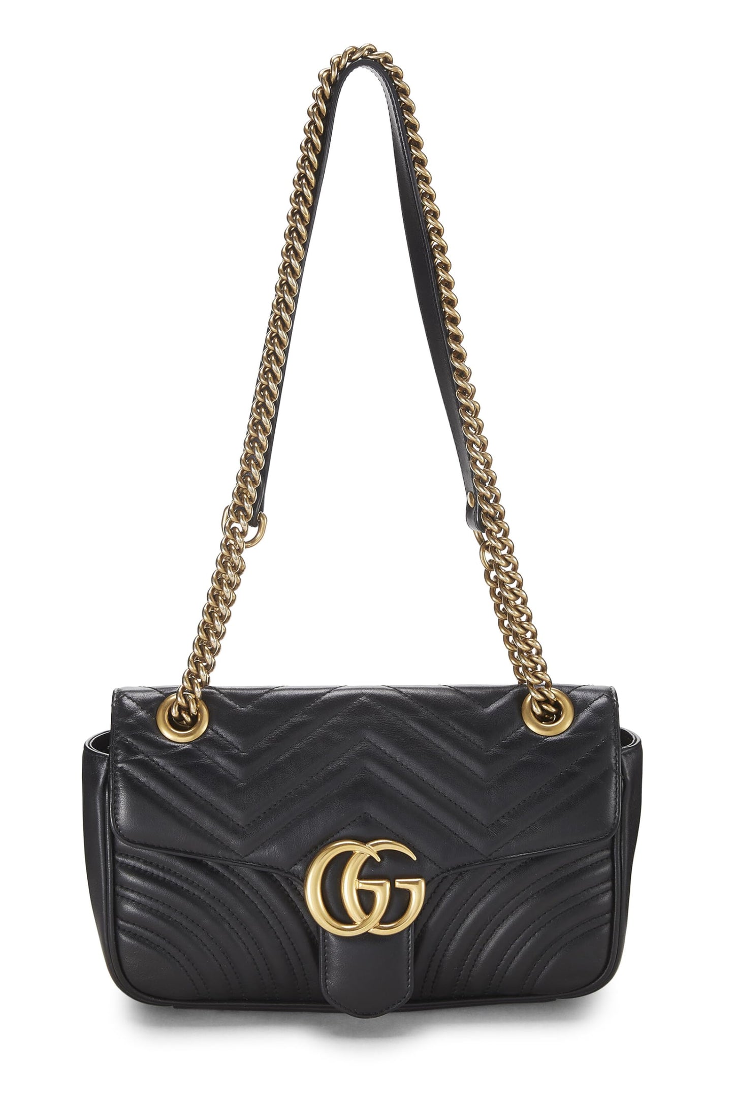 Gucci, Black Leather GG Marmont Shoulder Bag Small, Black