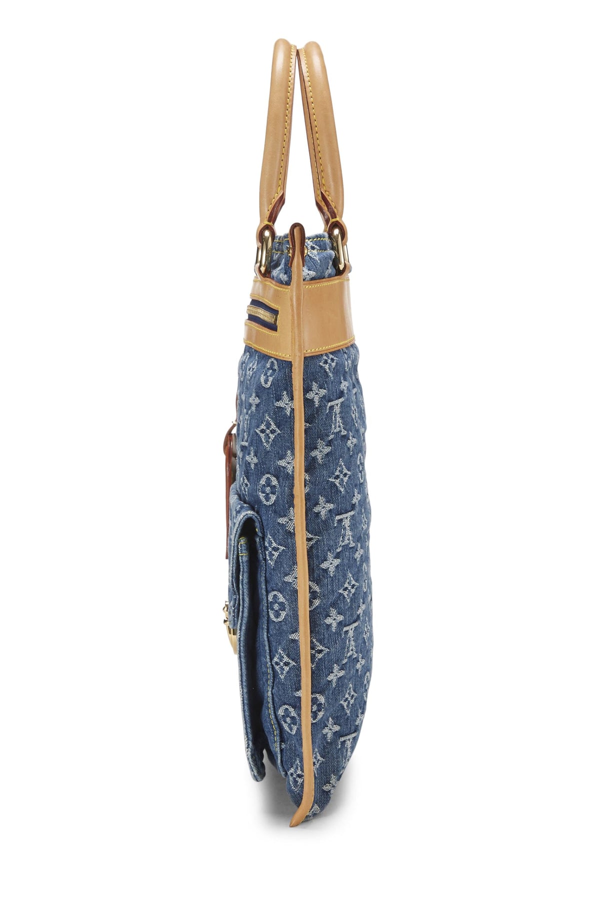 Louis Vuitton,  Blue Monogram Denim Flat Shopper, Blue