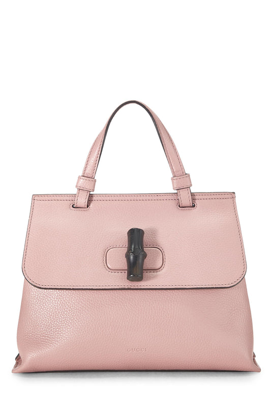 Gucci, Pink Leather Bamboo Daily Handbag Small, Pink