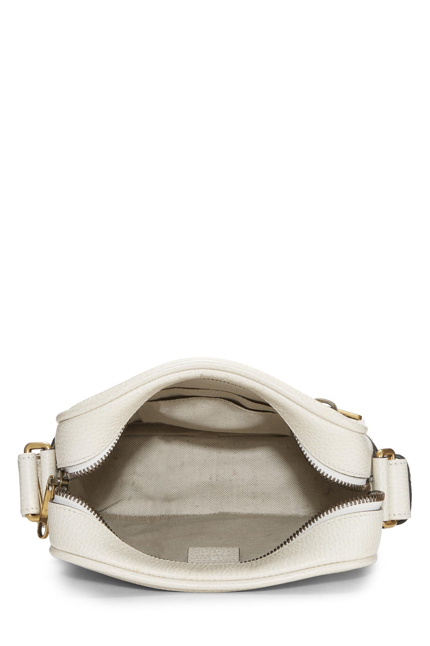 Gucci, White Logo Print Leather Vertical Camera Bag Small, White