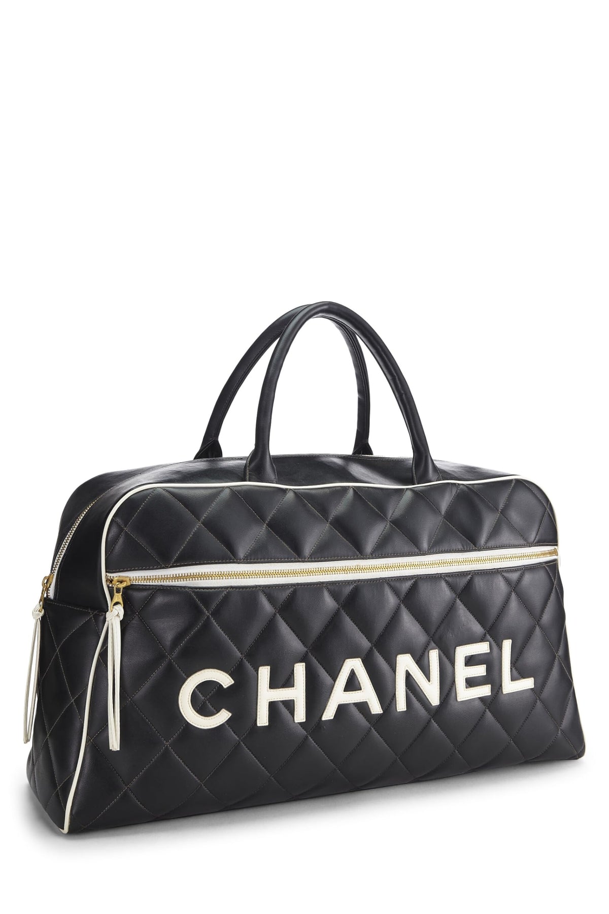 Chanel,  Black Quilted Calfskin Bowler Large, Black
