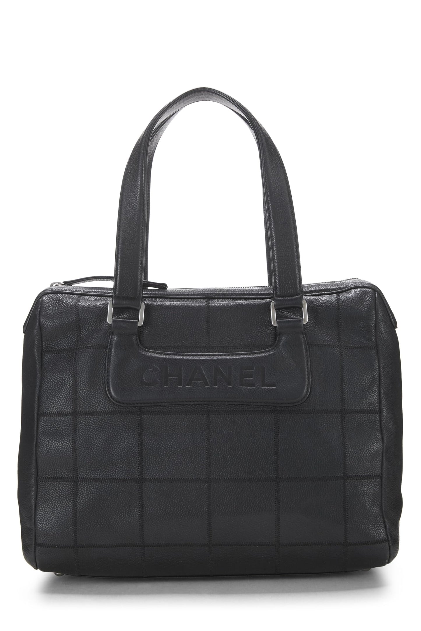 Chanel,  Black Calfskin Chocolate Bar Tote, Black