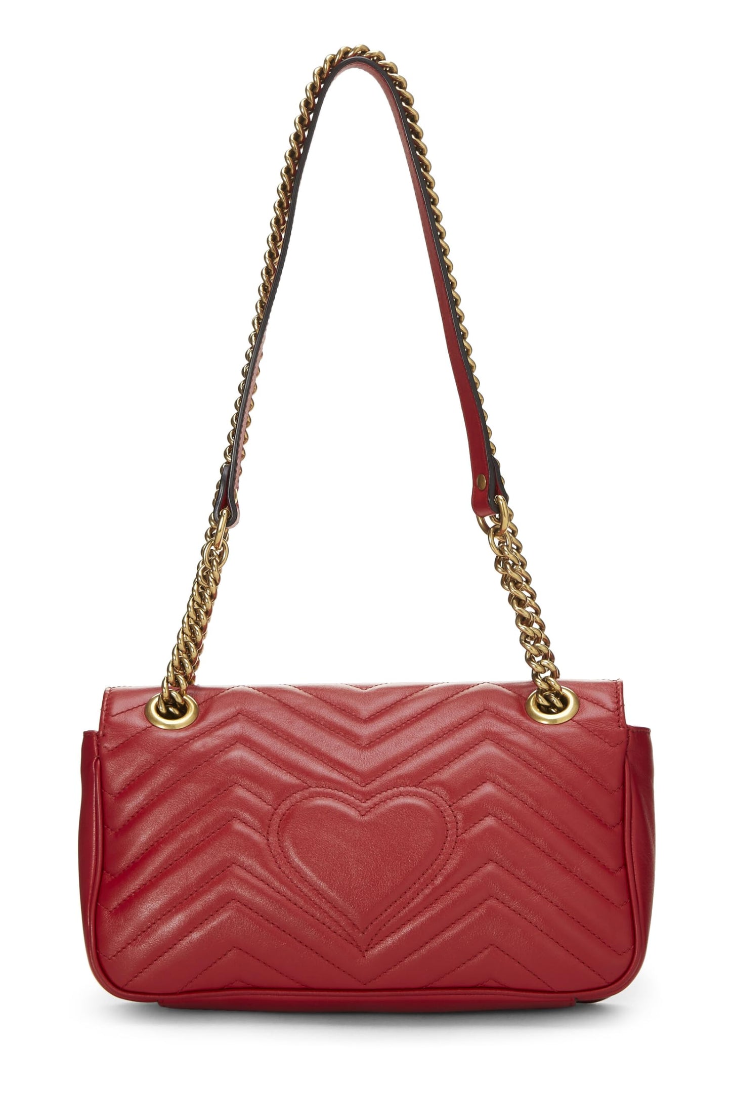 Gucci, Red Leather GG Marmont Shoulder Bag Small, Red