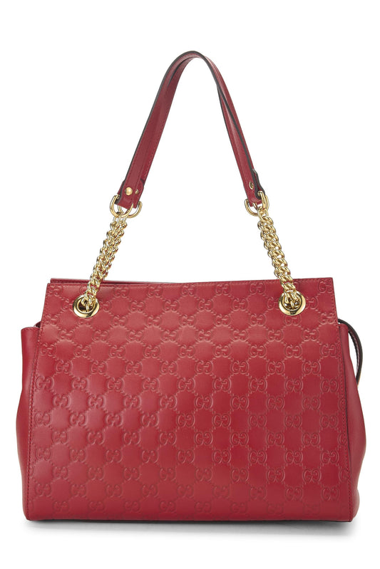 Gucci, Red Leather Guccissima Soft Chain Tote Medium, Red