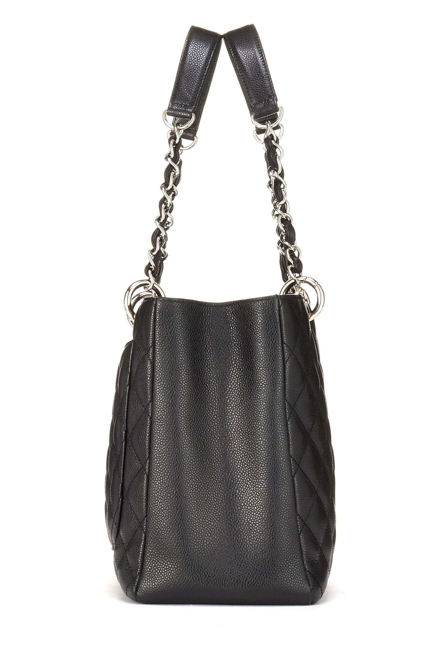 Chanel,  Black Quilted Caviar Grand Shopping Tote (GST), Black