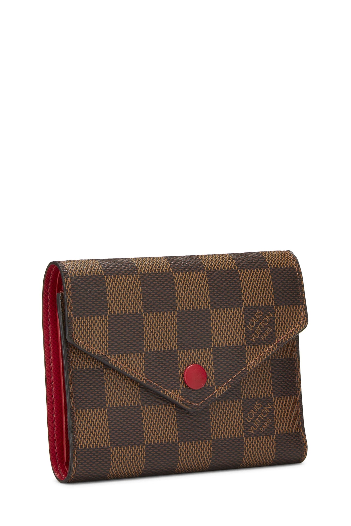 Louis Vuitton,  Red Damier Ebene Victorine Wallet, Red