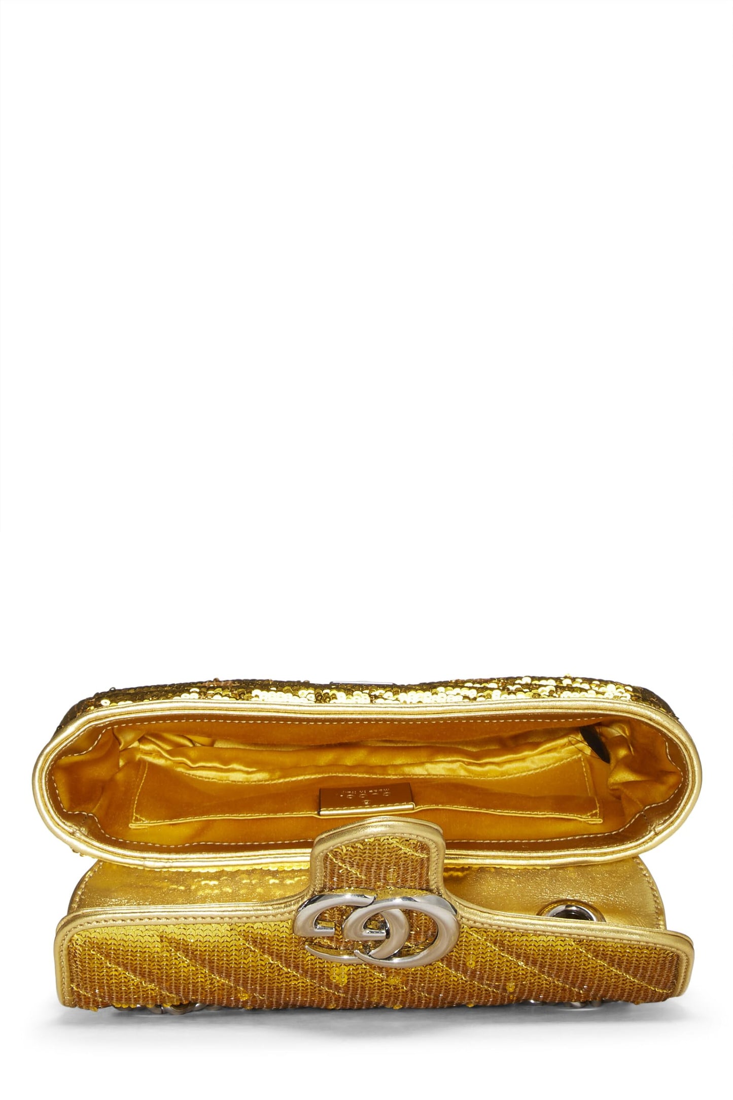 Gucci, Gold Sequin GG Marmont Shoulder Bag, Yellow