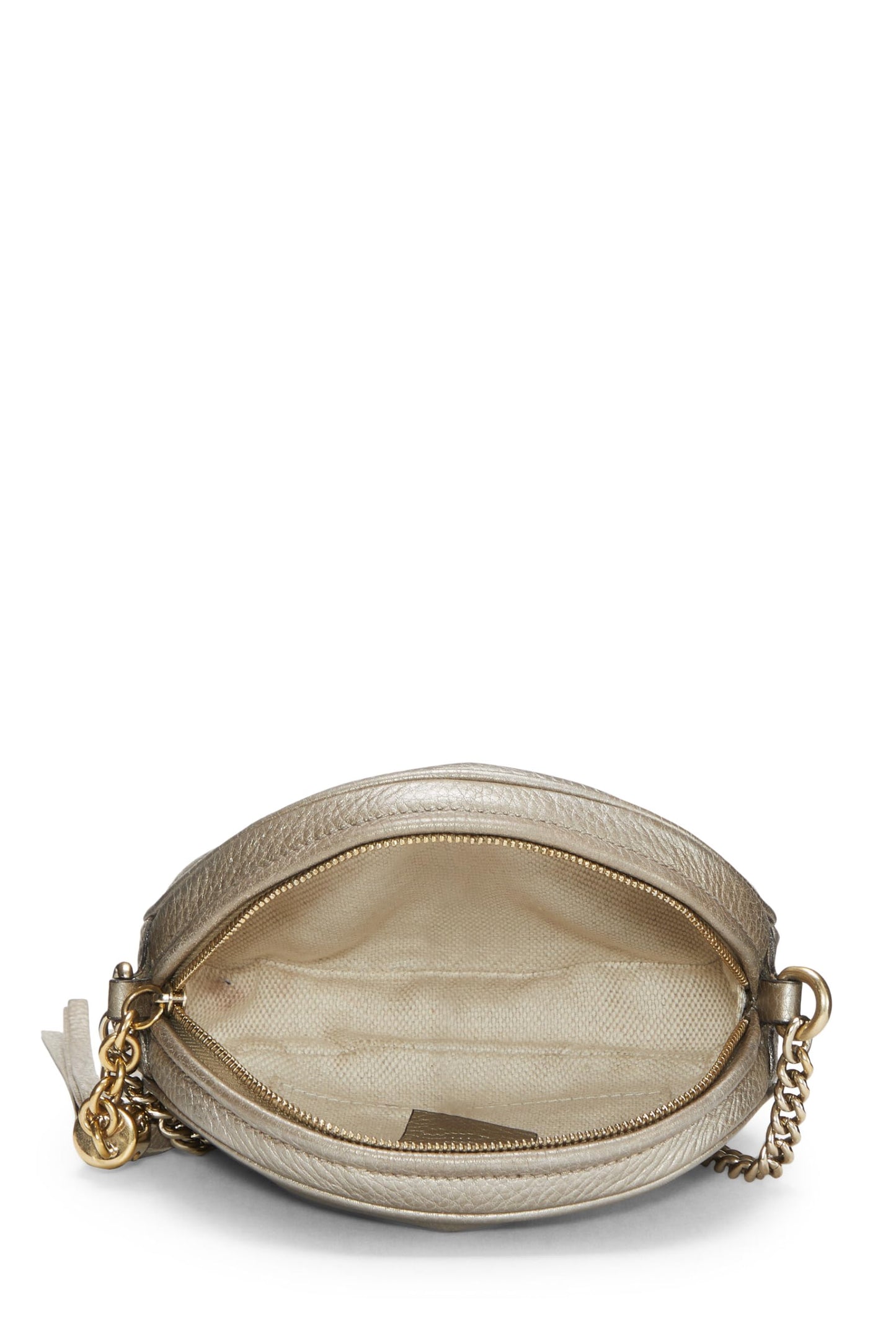 Gucci, Metallic Gold Leather Soho Round Chain Crossbody Mini, Gold