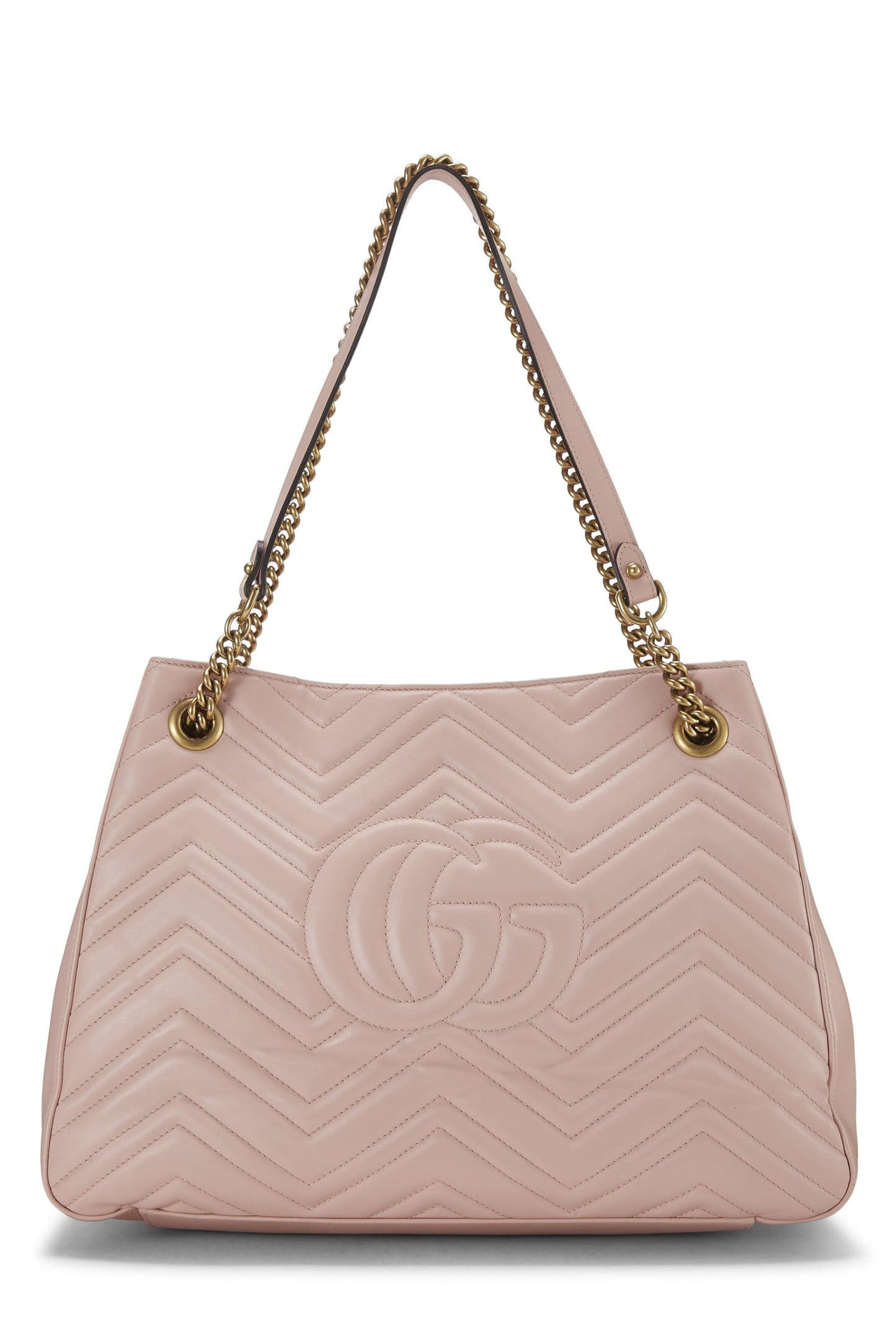 Gucci, Pink Leather GG Marmont Chain Tote, Pink