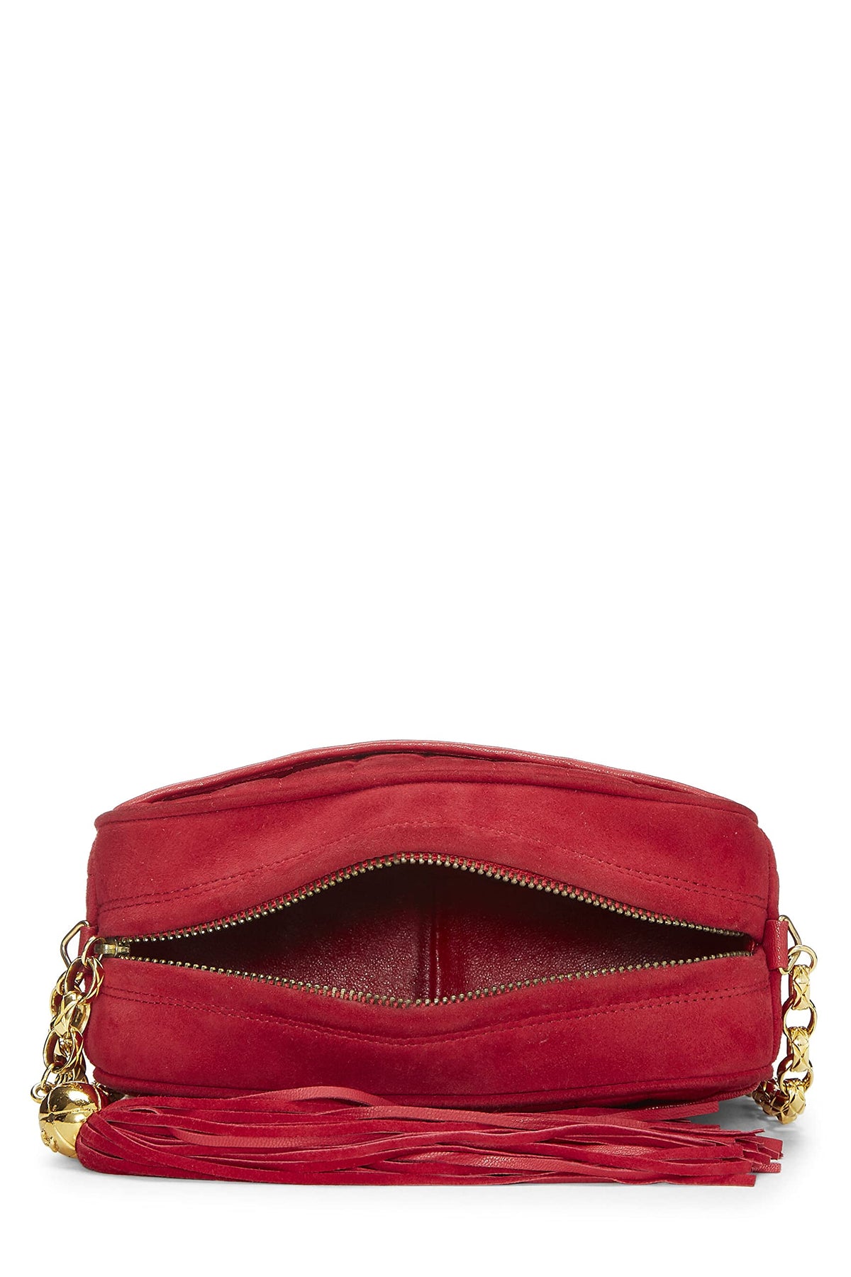 Chanel,  Red Vertical Suede Pocket Camera Bag Small , Red