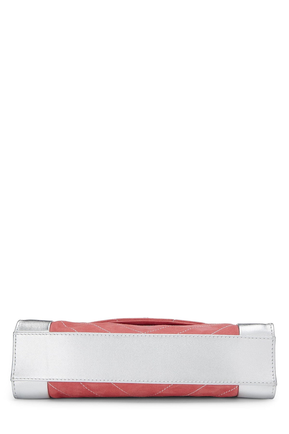 Chanel,  Pink Suede & Silver Leather Chevron Flap Medium, Pink