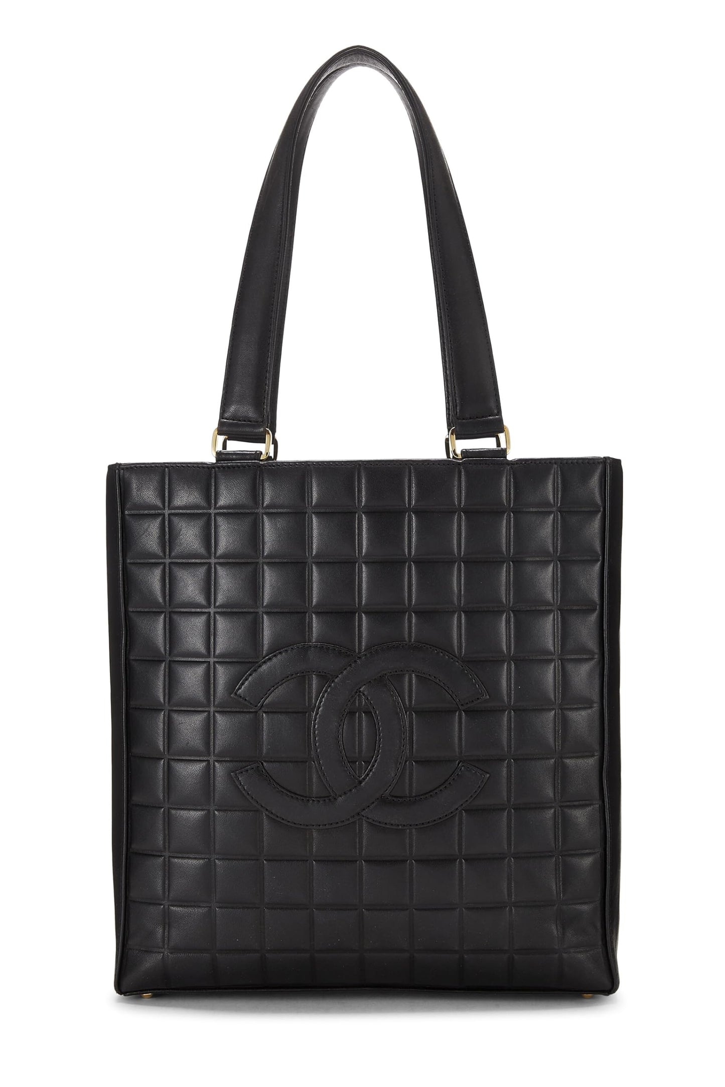 Chanel,  Black Lambskin Chocolate Bar Tote, Black