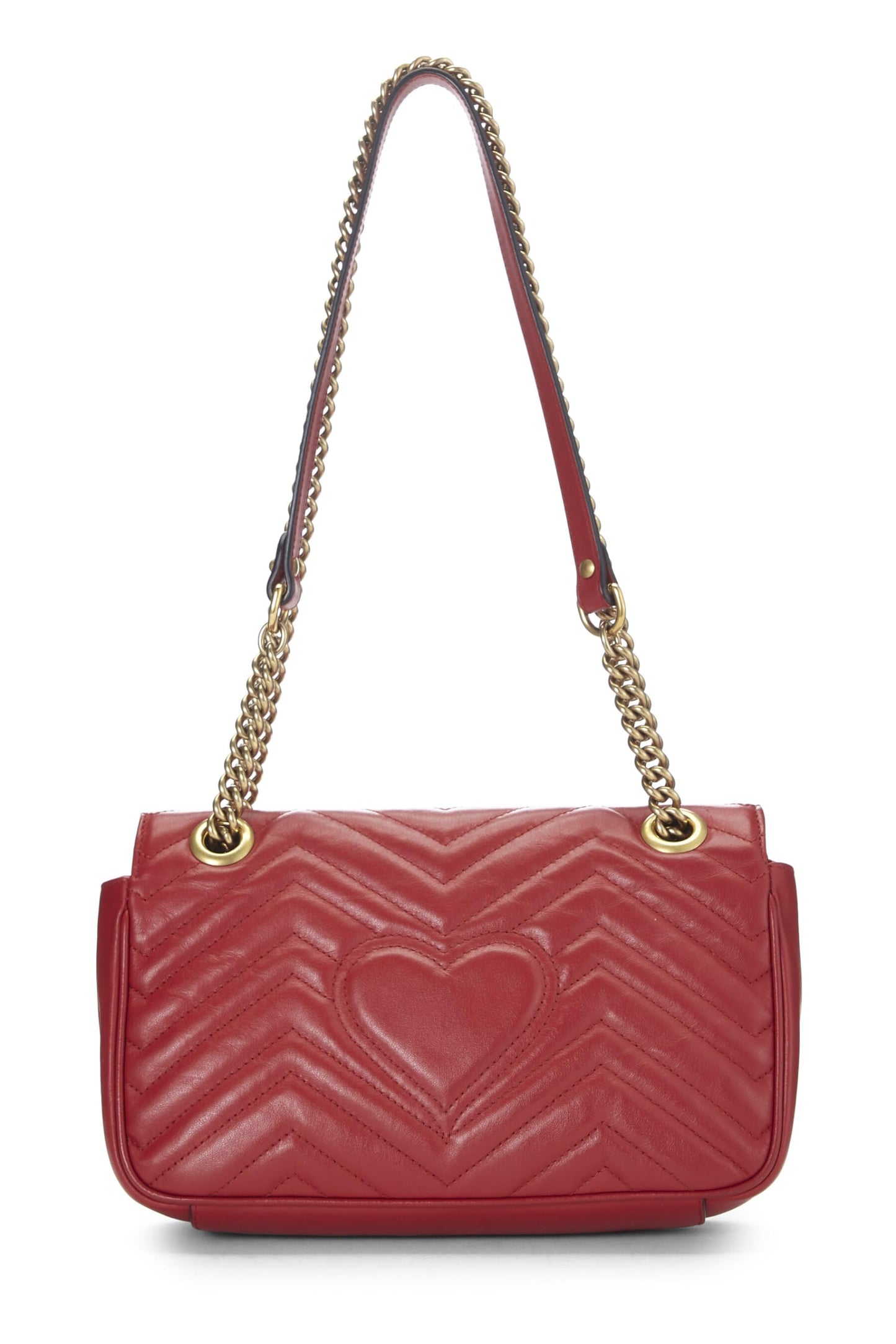Gucci, Red Leather GG Marmont Shoulder Bag Small, Red
