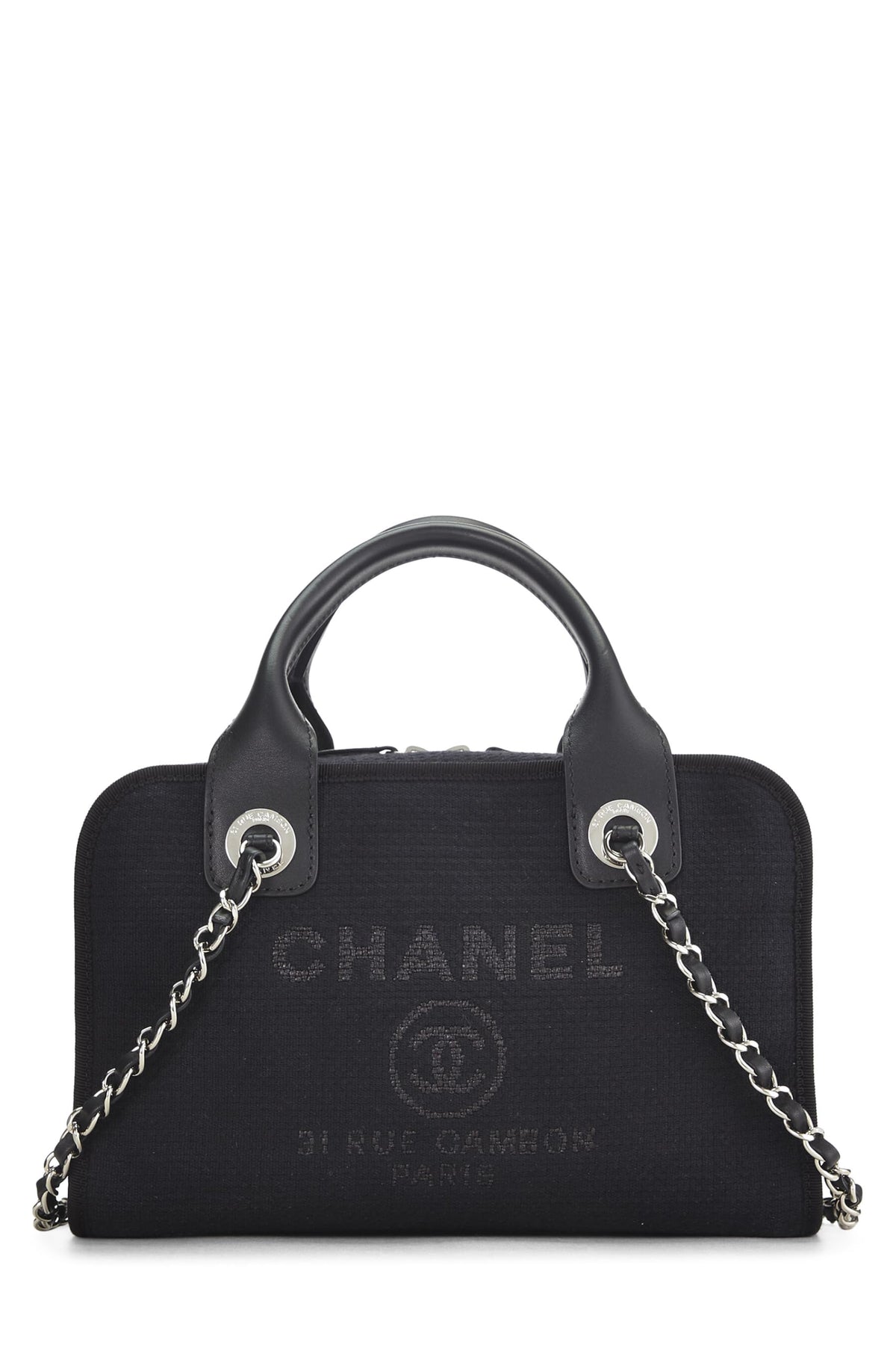 Chanel,  Black Canvas Deauville Bowler, Black