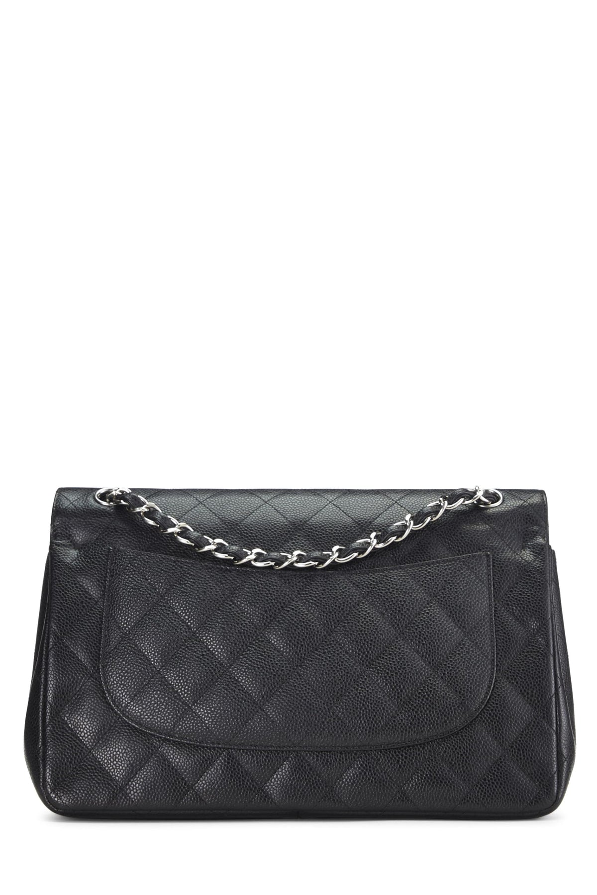 Chanel,  Black Quilted Caviar New Classic Double Flap Jumbo, Black