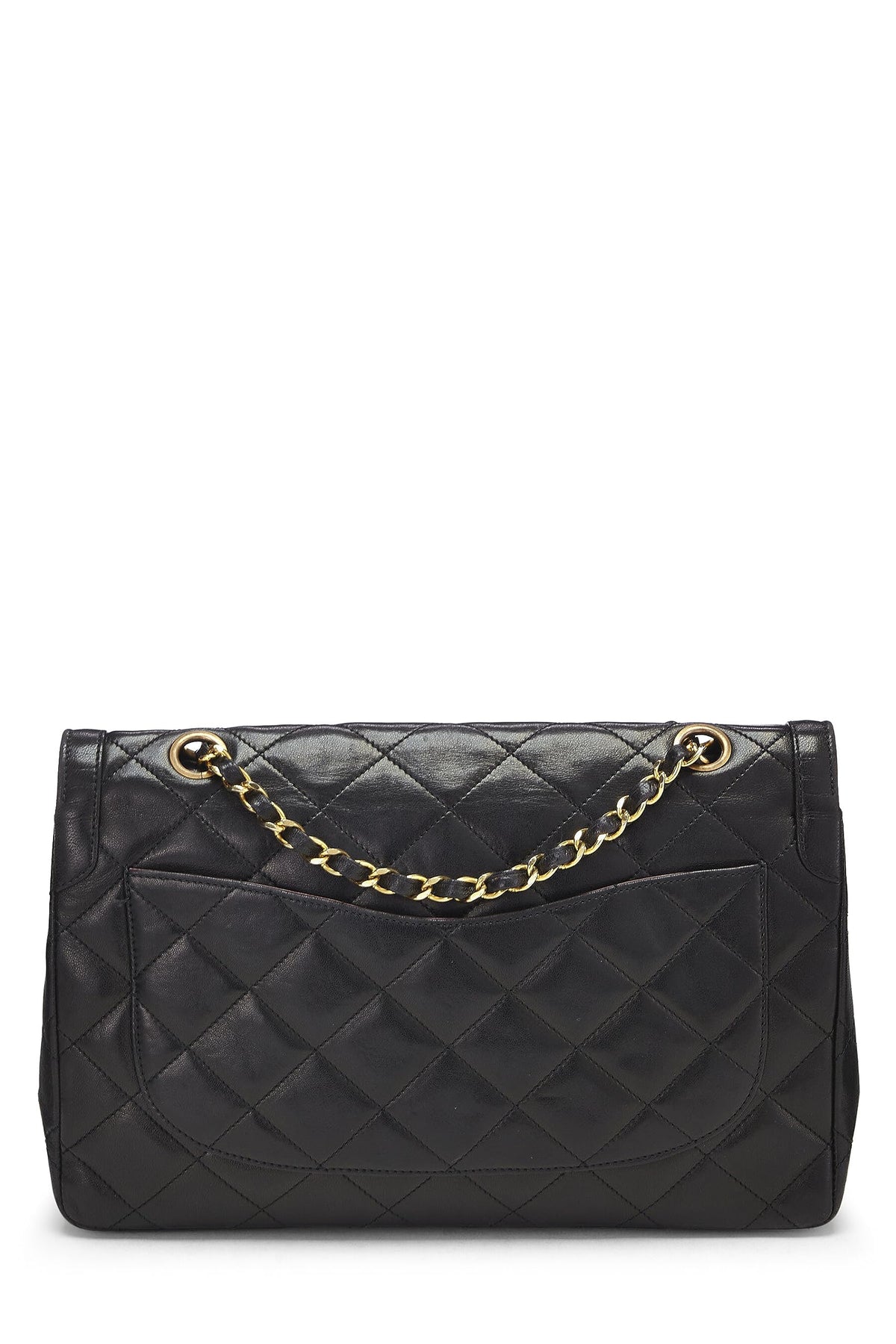 Chanel,  Black Quilted Lambskin Paris Limited Double Flap Jumbo, Black