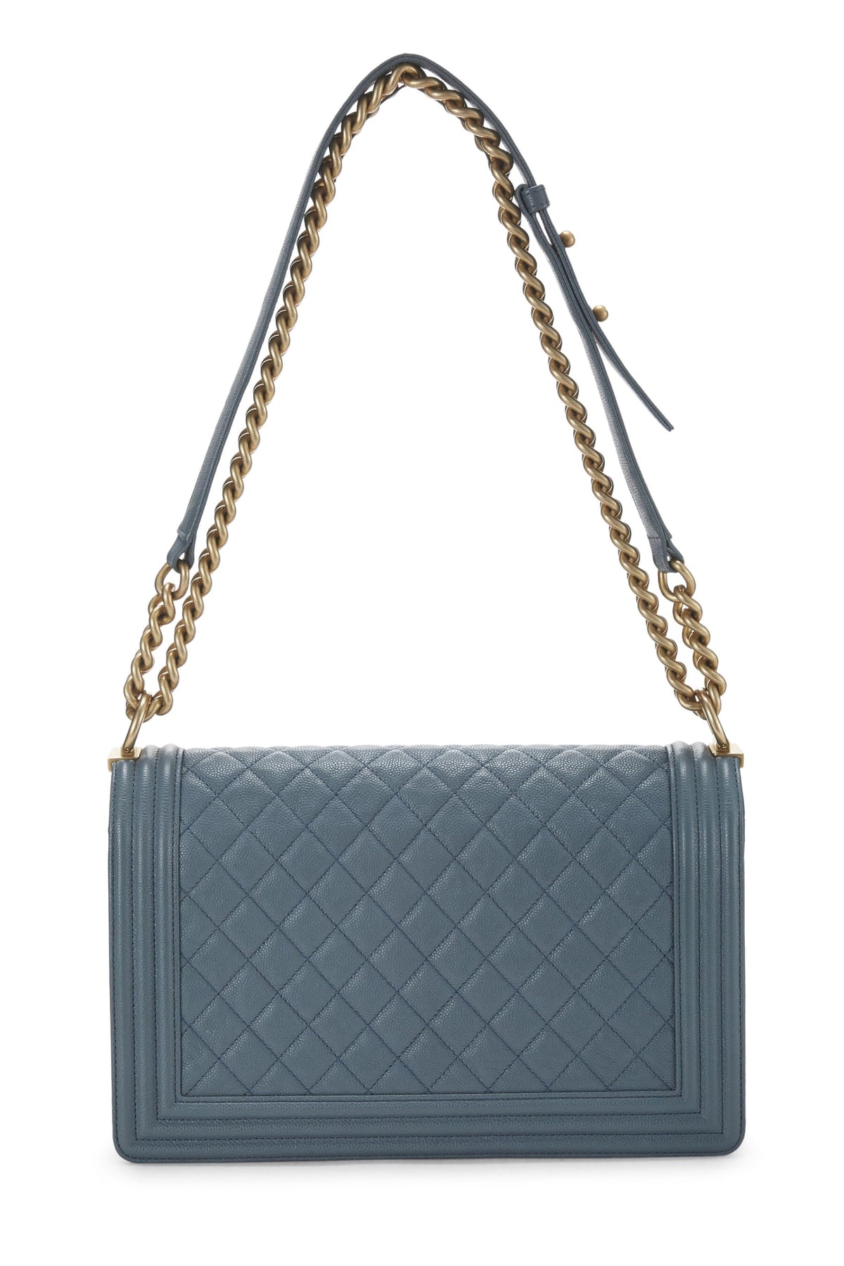 Chanel,  Blue Quilted Caviar Boy Bag Medium, Blue