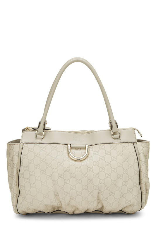 Gucci, White Guccissima D-Ring Abbey Zip Tote, White