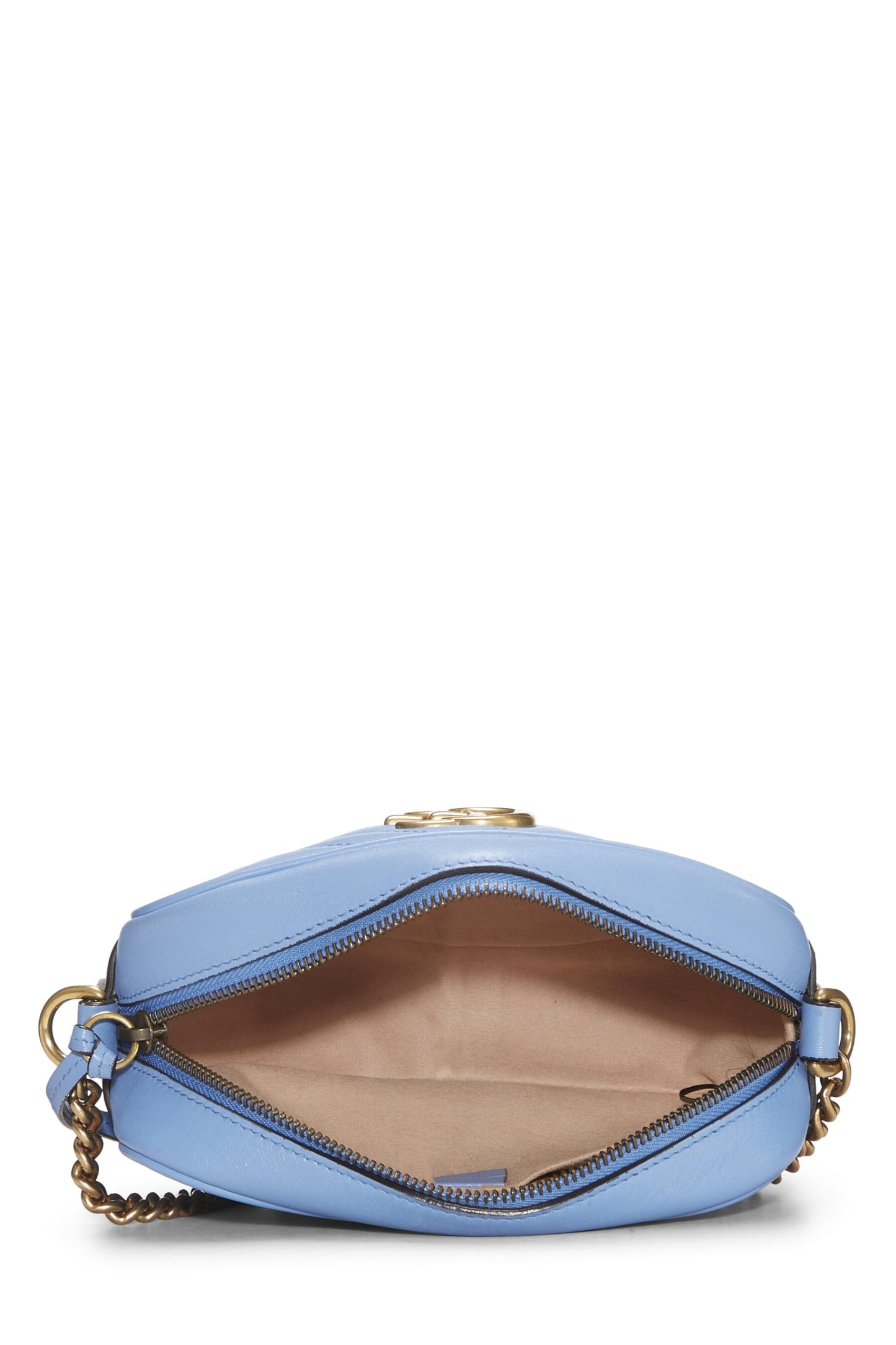 Gucci, Blue Leather GG Marmont Crossbody Mini, Blue