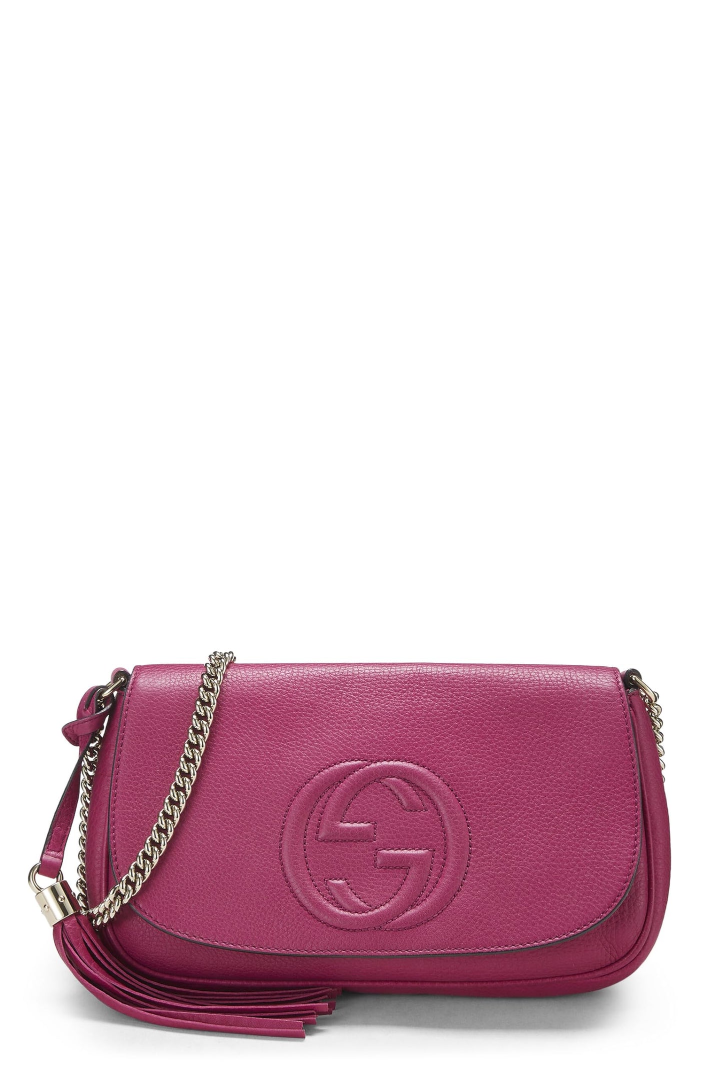 Gucci, Pink Grained Leather Soho Chain Flap Crossbody, Pink