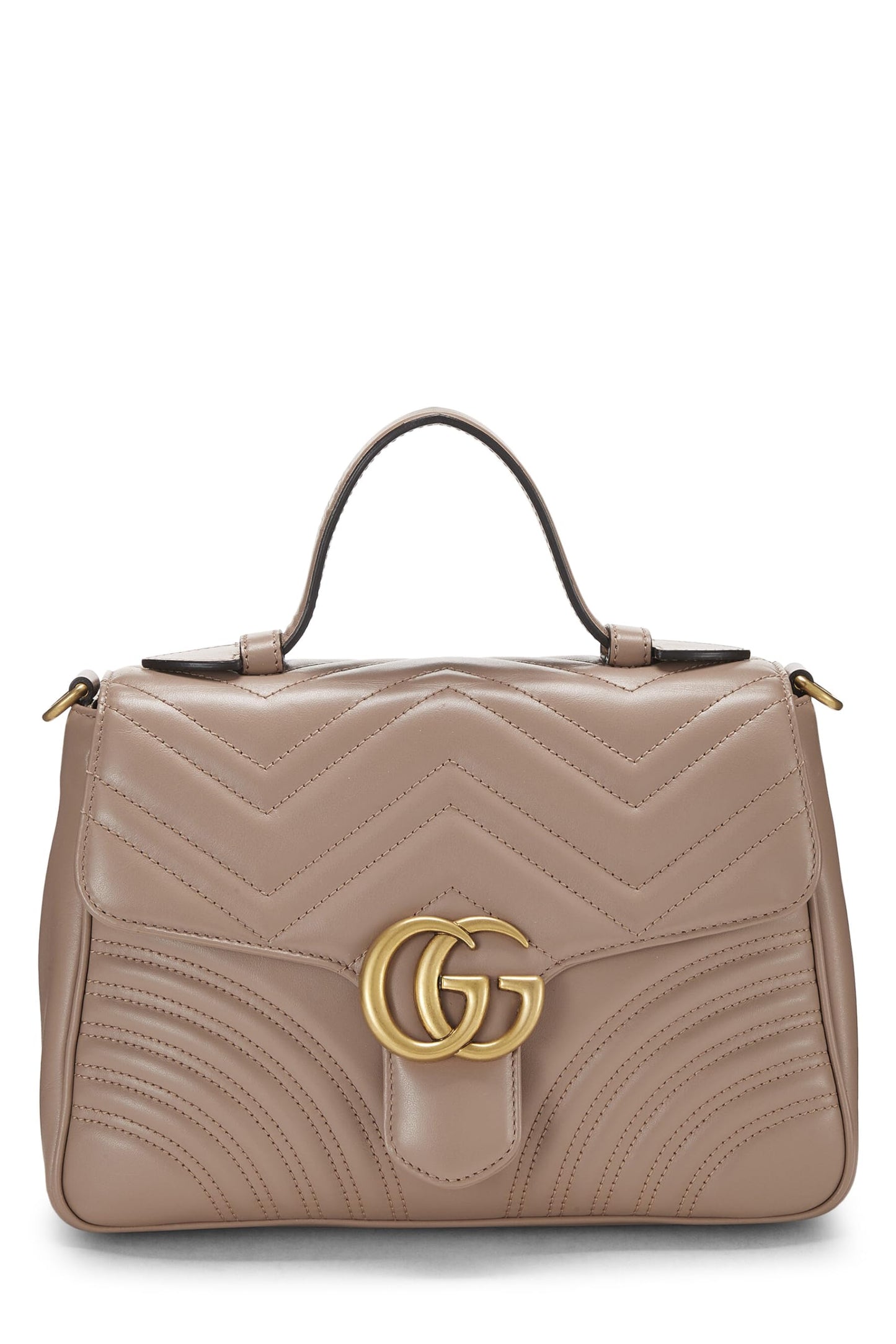 Gucci, Pink Leather GG Marmont Top Handle Bag Small, Pink