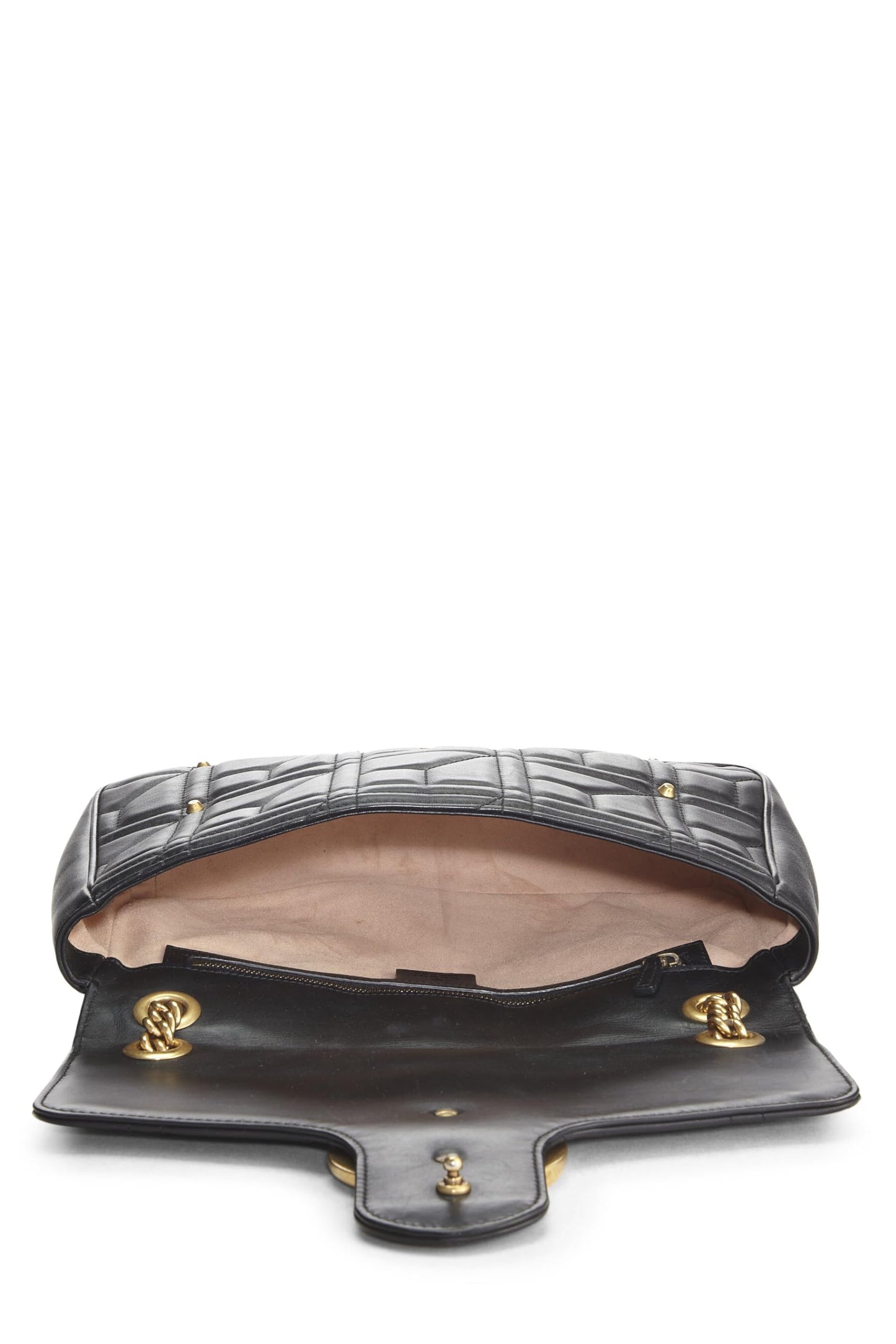 Gucci, Black Studded Leather GG Marmont Shoulder Bag, Black