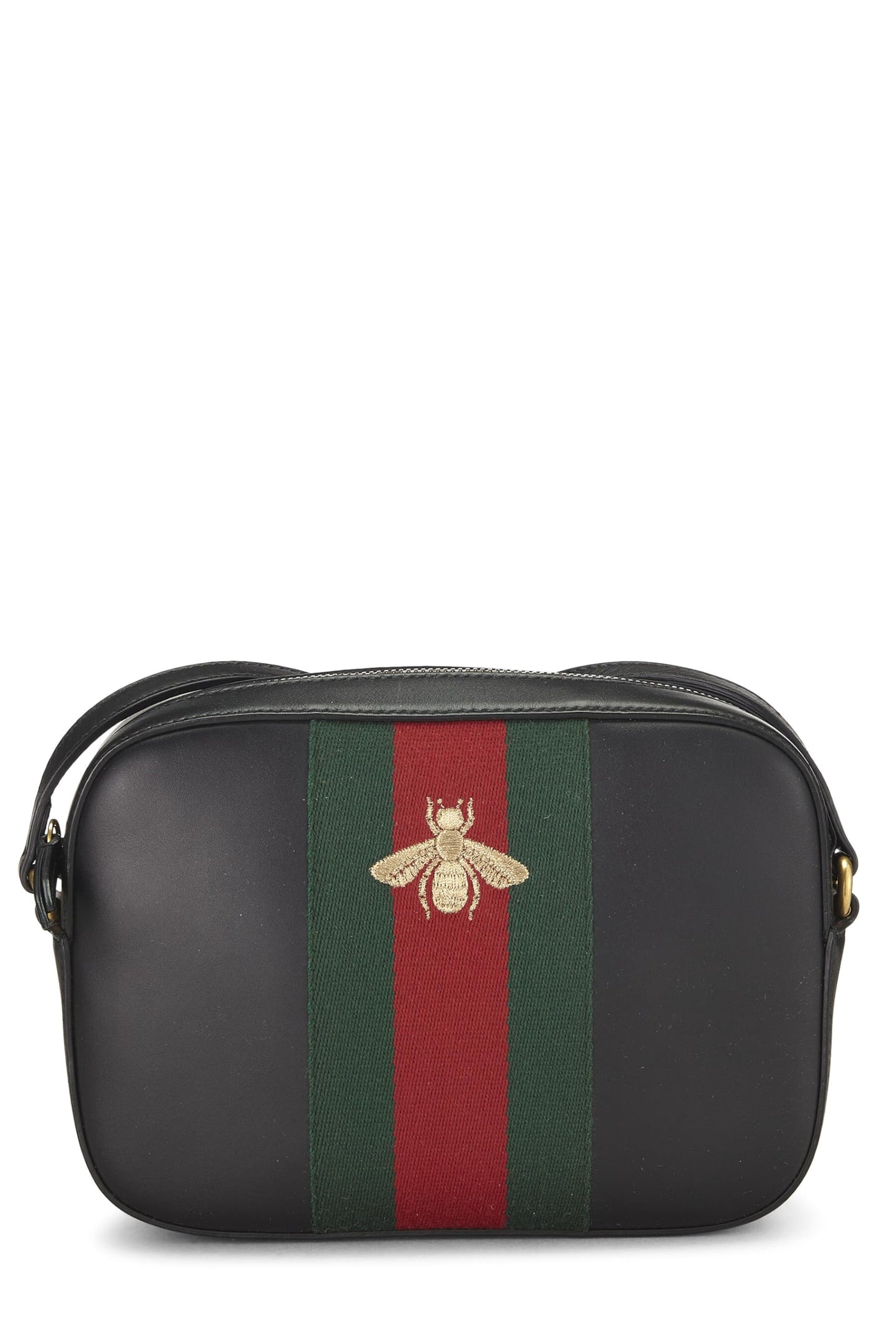 Gucci, Black Leather Webby Shoulder Bag Small, Black