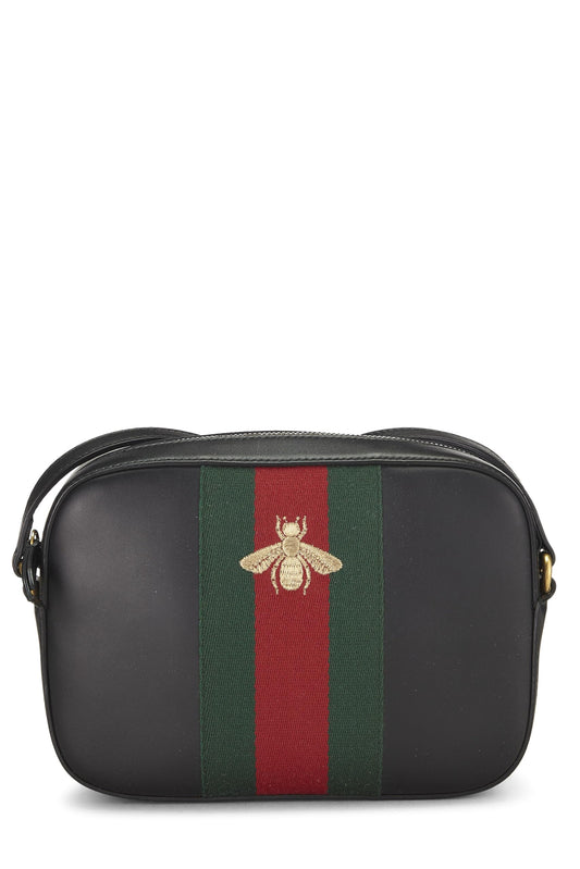Gucci, Black Leather Webby Shoulder Bag Small, Black