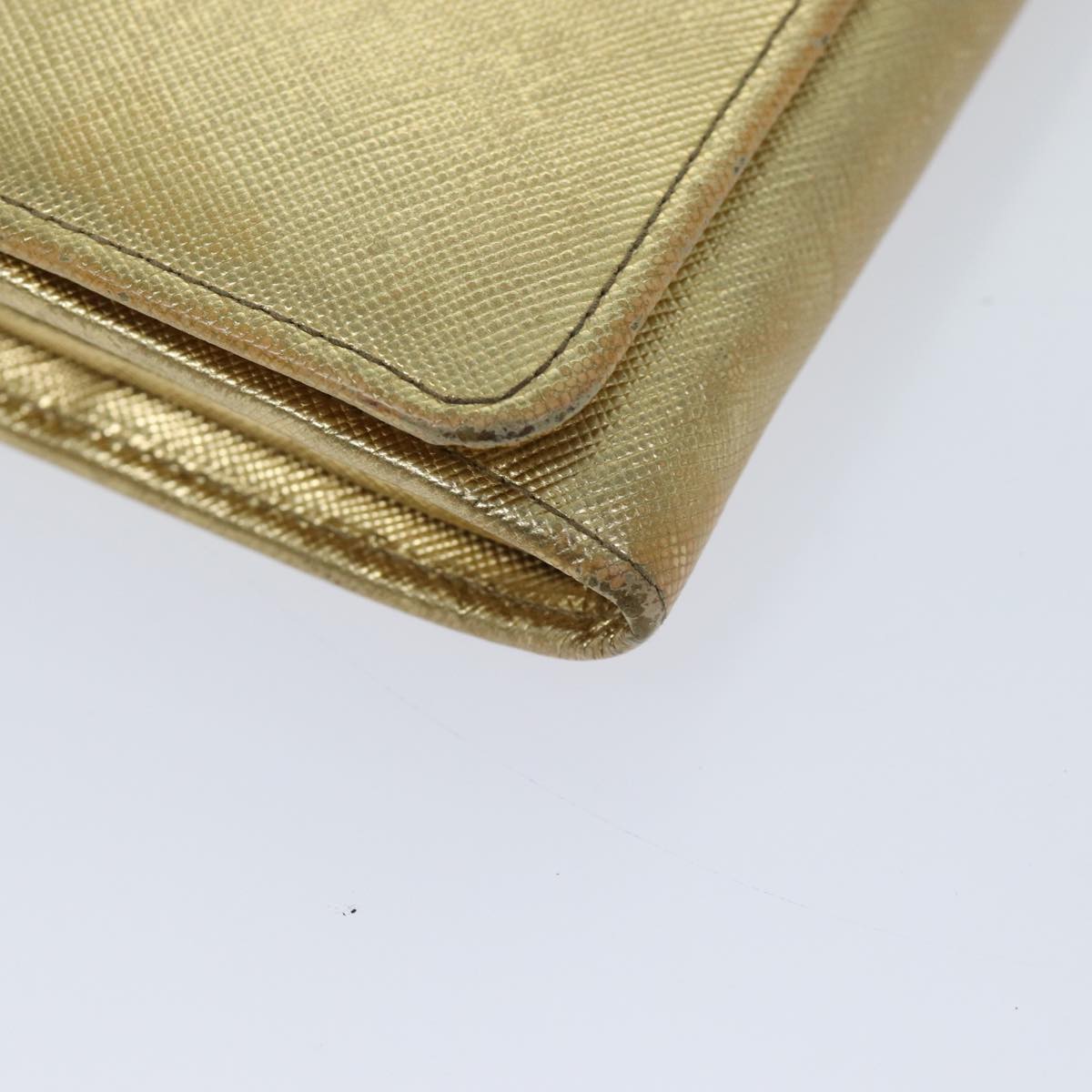 PRADA Safiano leather Long Wallet Gold Tone Auth 72010