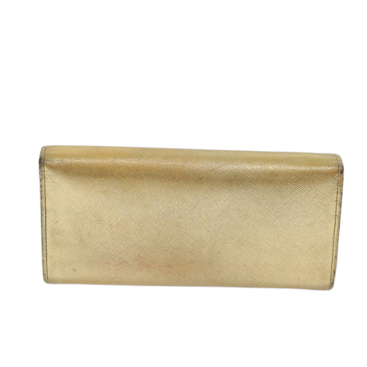 PRADA Safiano leather Long Wallet Gold Tone Auth 72010