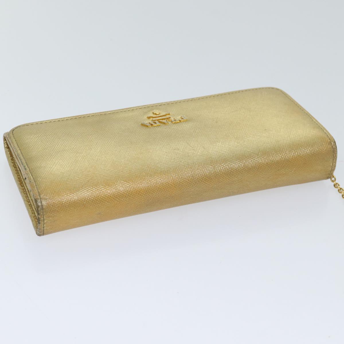 PRADA Safiano leather Long Wallet Gold Tone Auth 72010