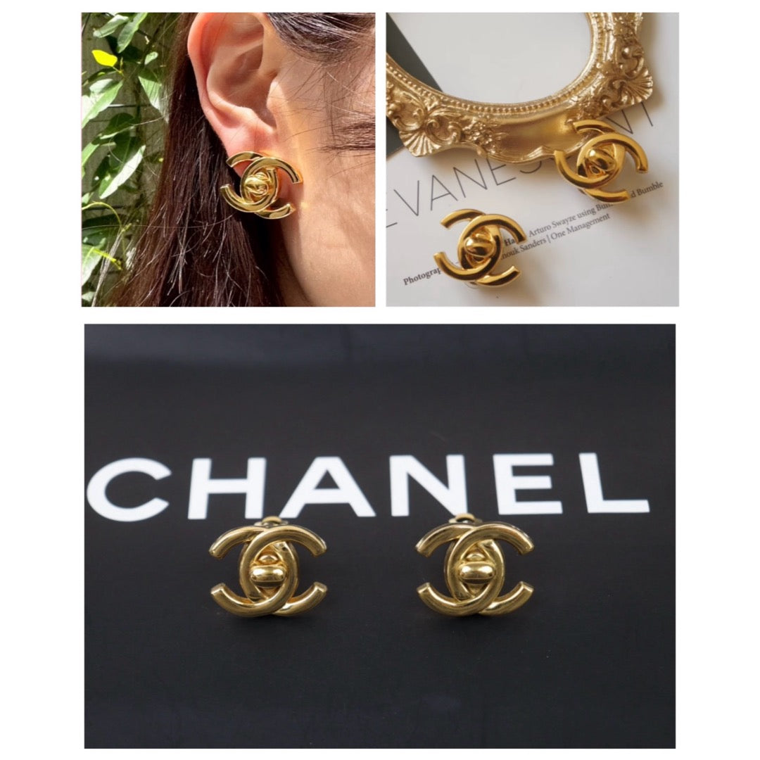 Very Good ( Rank A)｜CHANEL Vintage 18K Gold Plating Earrings  Made In 1996 Year ｜25032708