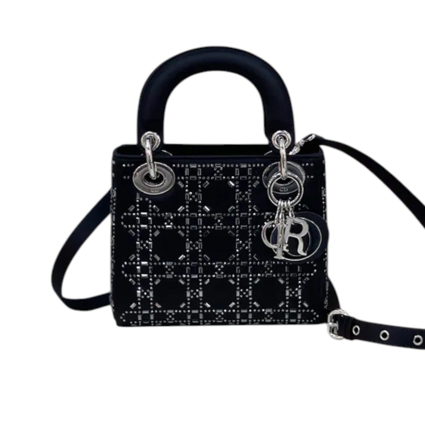 Lady Dior Mini Satin Crystal Cannage Black SHW