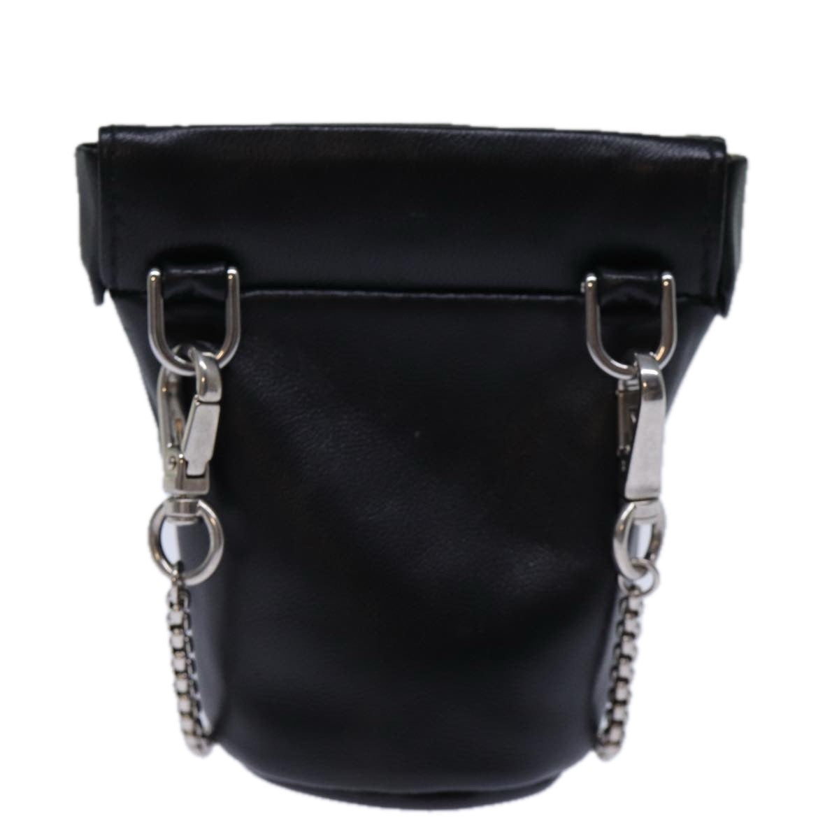 PRADA Chain Shoulder Pouch Leather Black Auth 72105