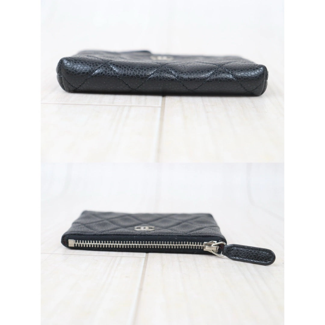 Good ( Rank AB) ｜CHANEL Matrasse Caviar Skin Card Holder Black Made In 2012-2013 Year｜V24101016