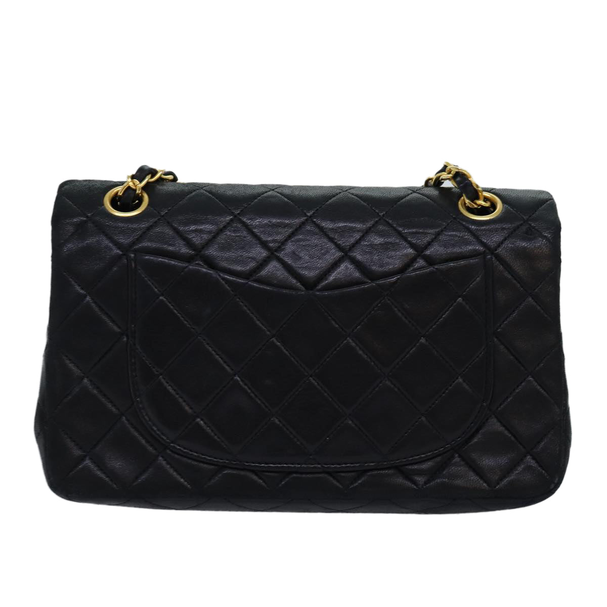 CHANEL Matelasse Chain Shoulder Bag Lamb Skin Black CC Auth 72241A
