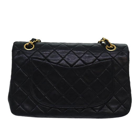 CHANEL Matelasse Chain Shoulder Bag Lamb Skin Black CC Auth 72241A