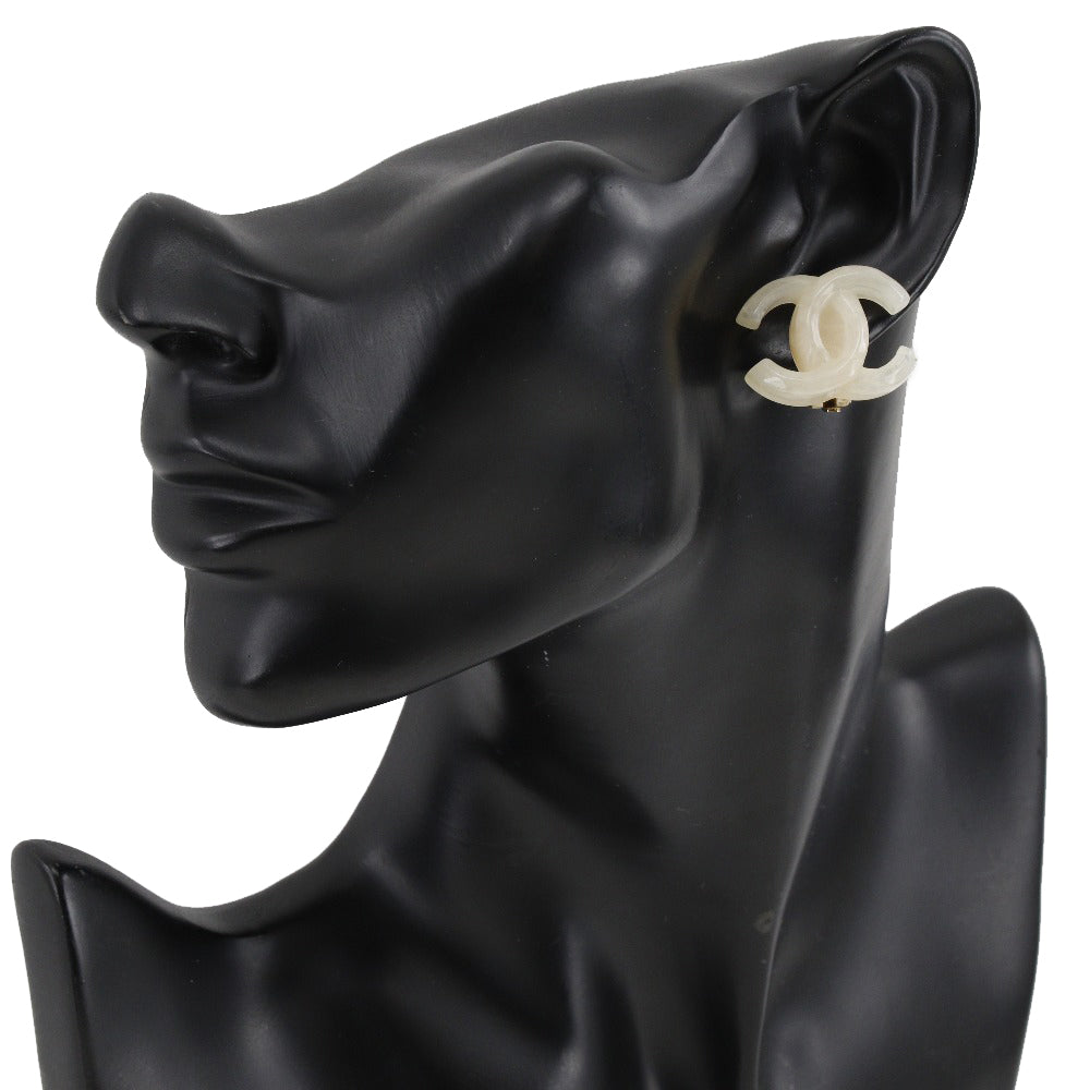 Chanel Chanel Coco Mark Earrings   2002 White 02P  5.7g COCO Mark  A-Rank Earrings